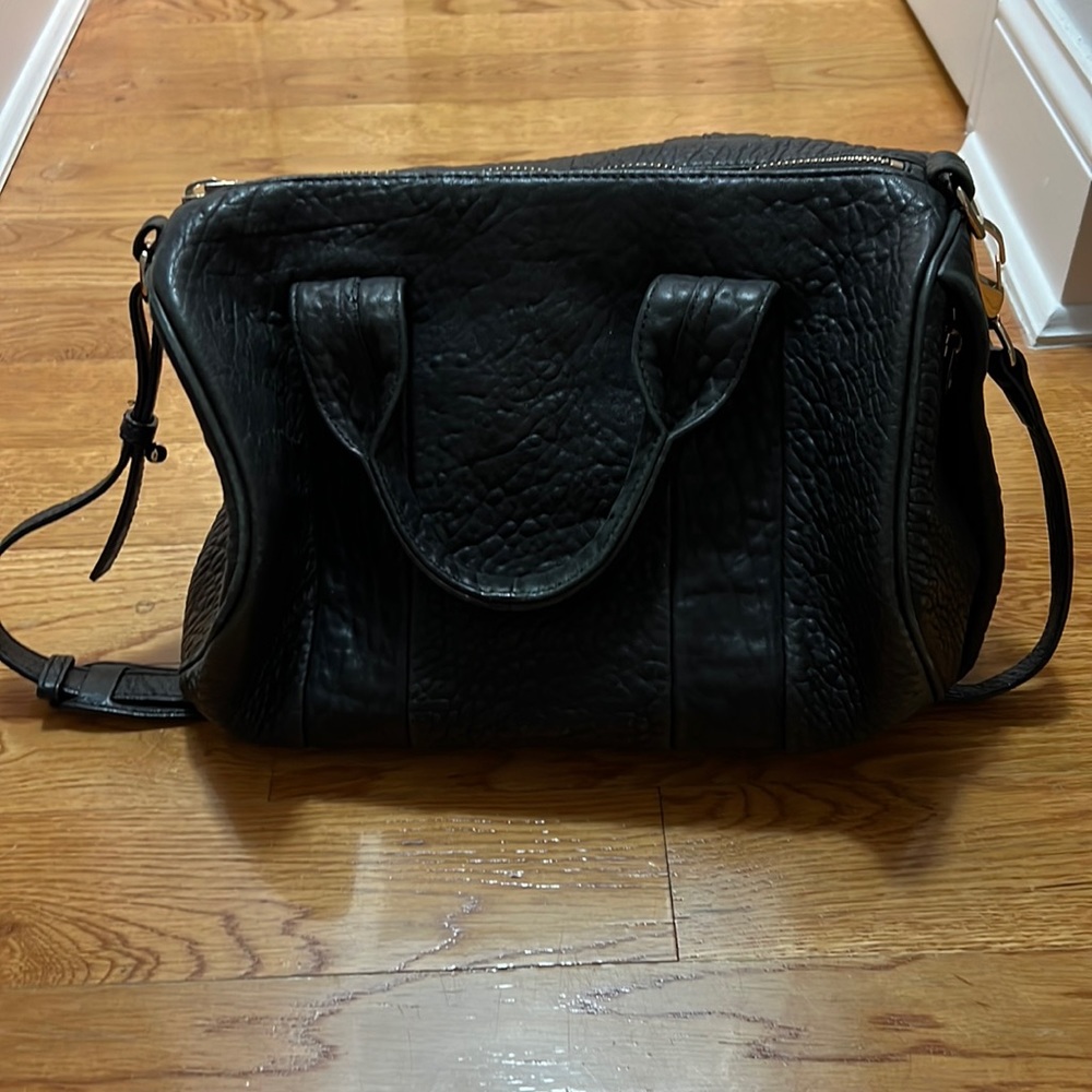 Alexander Wang Leather Rockie Bag in Black Pebble Leather